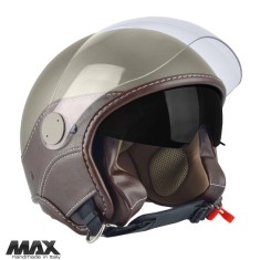 Casca open face pentru scuter - motocicleta (demi-jet) Max Helmets model DJDV06 LS Vision SV (ochelari soare integrati) culoare: maro Genesi mat (MGO)
