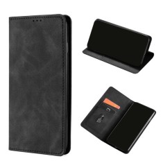 Husa Deluxe compatibila cu OPPO A40 &ndash; Tip Carte, Piele Ecologica Negru, Functie Stand si Protectie 360
