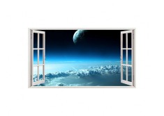 Autocolant decorativ, Fereastra, Planete, Multicolor, 83 cm, 60ST foto