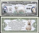 !!! SUA = FANTASY NOTE = WESTIE TERRIER - 2016 - UNC / SERIA DOG LOVER