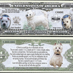 !!! SUA = FANTASY NOTE = WESTIE TERRIER - 2016 - UNC / SERIA DOG LOVER