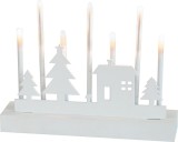 Svietnik MagicHome Vianoce, 8 LED tepl&aacute; biela, 2xAA, MDF, interi&eacute;r, 24x5,5x18 cm