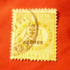 Serie Azore supratipar pe Timbru Portugalia 1882 ,1 val. cifra ,stampilat