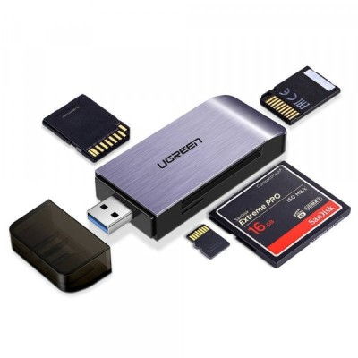 Cititor Card USB 3.0 UGREEN CM180, SD - microSD - CF - MS, Gri foto