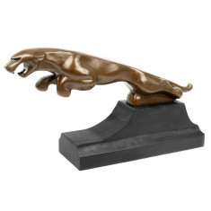 Jaguar stilizat - statueta din bronz pe soclu din marmura FA-93