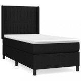 Cumpara ieftin Pat box spring cu saltea, negru, 90x190 cm, textil