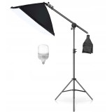 Softbox cu macara ajustabila, trepied reglabil 200 cm, bec foto LED 20W, Dactylion