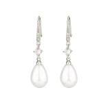Cercei argint 925, JW1113, model elegant cu perla, placati cu rodiu