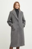 Abercrombie &amp; Fitch palton de lana culoarea gri, de tranzitie, oversize, KI144-4247