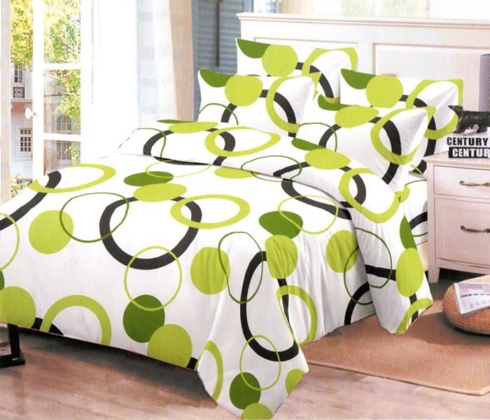 Lenjerie de pat matrimonial cu husa elastic pat si fata perna dreptunghiulara, Tekapo, bumbac mercerizat, multicolor