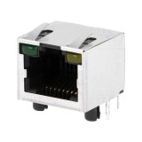 Soclu RJ45 Cat5 Ecranat cu LED 8p8c THT