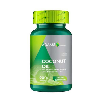 Supliment Alimentar Coconut Oil 1000 miligrame 90 capsule Adams foto