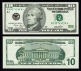 USA SUA █ bancnota █ 10 Dollars █ 2003 █ P518 UNC cu pată mică de cerneală roșie