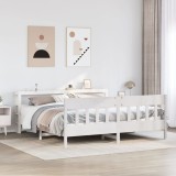 VidaXL Cadru de pat fără saltea, alb, 200x200 cm, lemn masiv pin