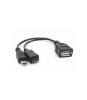 Cablu adaptor OTG cu alimentare micro USB mama+tata, Oem