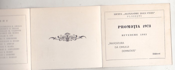 bnk div Liceul Al I Cuza Ploiesti - promotia 1973