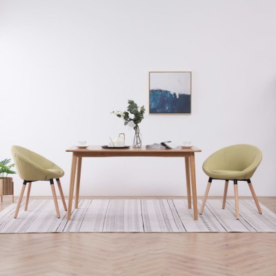 Scaune de bucătărie, 2 buc., verde, material textil foto