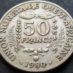 Moneda exotica 50 FRANCI - AFRICA de VEST, anul 1980 *cod 3752 A