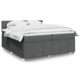 Cumpara ieftin Pat box spring cu saltea, gri &icirc;nchis, 200x200 cm, textil