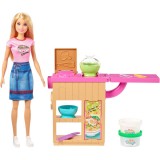 Set de joaca Barbie, Papusa Barbie blonda Noodle Bar, Mattel