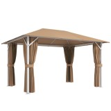 Outsunny Tonelă de Grădină Pavilion Structură Metalică Stabilă 60mm Protecție UV50+ și 10 Orificii de Drenaj 394x294x255cm kaki | Aosom Romania