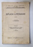 STUDII LITERARE , VOLUMUL II , EXTRAS : PRIMELE MANIFESTARI DE TEORIE LITERARA IN CULTURA ROMANA de D. POPOVICI , 1943 , DEDICATIE *