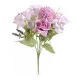 Cumpara ieftin Buchet Hortensii si Trandafiri artificiali roz verzi 30 cm