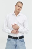 HUGO cămașă din bumbac bărbați, culoarea alb, cu guler italian, slim 50482056