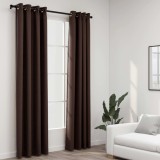 Perdele opace, aspect panza, ocheti, 2 buc., taupe, 140x245 cm GartenMobel Dekor, vidaXL