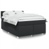 Pat Box Spring vidaXL 160x200 cm Negru Piele Ecologica cu Saltea si Topper