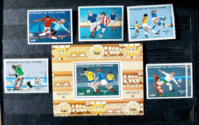 Coasta de fildes 1986 sport fotbal, C.M. Mexico 86 serie+bloc mnh foto