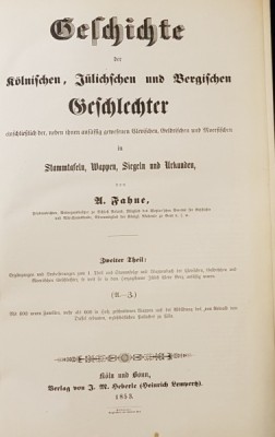 GESCHICHTE DER K&amp;Ouml;LNISCHEN JULISCHEN UN BERGISCHEN GESCHLECHTER, VOL. 2 von U. JAHNE - KOLN 1853 foto