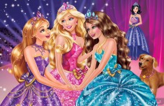 Fototapet de perete autoadeziv si lavabil Printesele Barbie, 350 x 200 cm foto