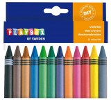 Set 12 creioane colorate cerate groase cu diametrul de 11 mm, PLAYBOX