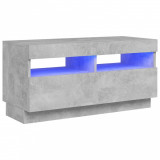 Comodă TV cu lumini LED, gri beton, 80x35x40 cm