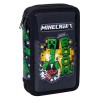 Penar Dublu Minecraft Survive Echipat, Negru, 2 Compartimente, Creioane Colorate, Carioci, Rigle, Pix, Creion, 13x20x4 cm