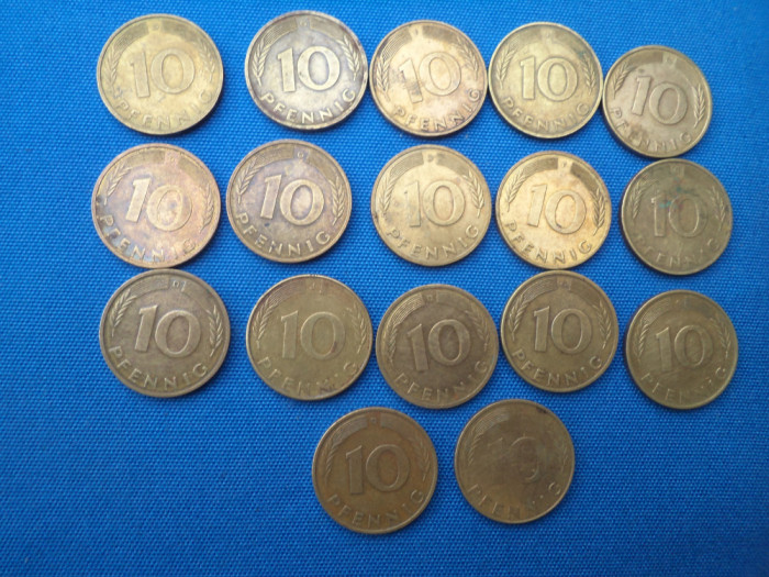 LOT 17 BUCATI 10 PFENNIG ANII 80 -RFG DIFERITE LITERE