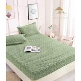 Cumpara ieftin Husa De PatTricot Cu Elastic + 2 Fete De Perna Pentru Pat Dublu, Verde - JO963