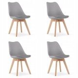 Set 4 scaune bucatarie/living, Artool, Mark, PP, lemn, gri, 49x42x82 cm
