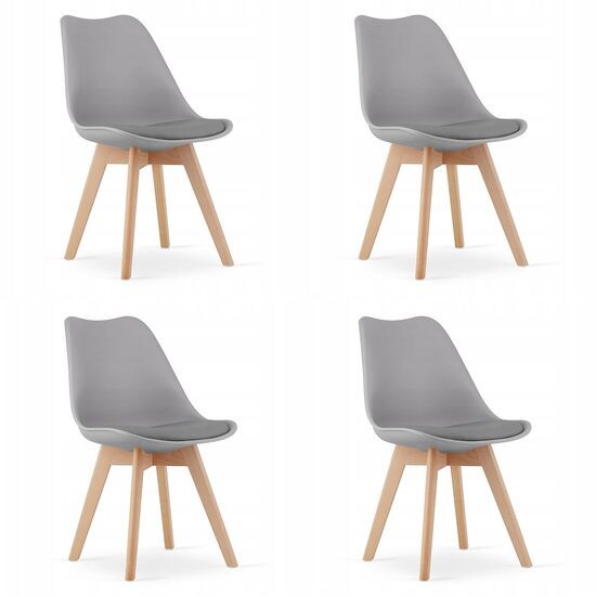 Set 4 scaune bucatarie/living, Artool, Mark, PP, lemn, gri, 49x42x82 cm