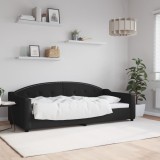 VidaXL Pat de zi, negru, 90x200 cm, material textil