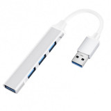 Cumpara ieftin USB HUB Techstar&reg; Diviso, USB 3.0 la 4 x USB 3.0, Aluminium, Compact, Usor, Plug&amp;Play, Argintiu