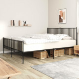VidaXL Cadru pat metalic cu tăblii de cap/picioare, negru, 200x200 cm