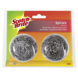 Cumpara ieftin Bureti Metalici Premium SCOTCH BRITE Tip Spira, 2 Buc/Set, in Blister, Bureti Metalici Scotch Brite, Burete Metalic Scotch Brite, Burete Metalic Spira