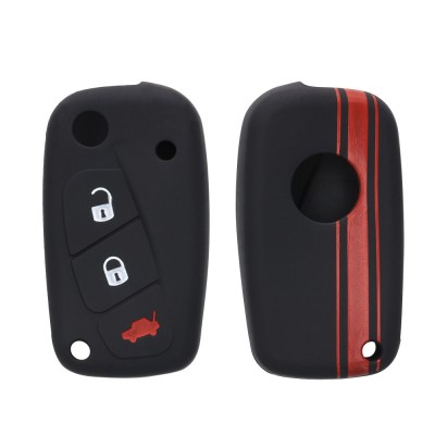 Husa Cheie Auto pentru Fiat / Lanica - 3 Butoane, Silicon, Negru, 46918.01 foto