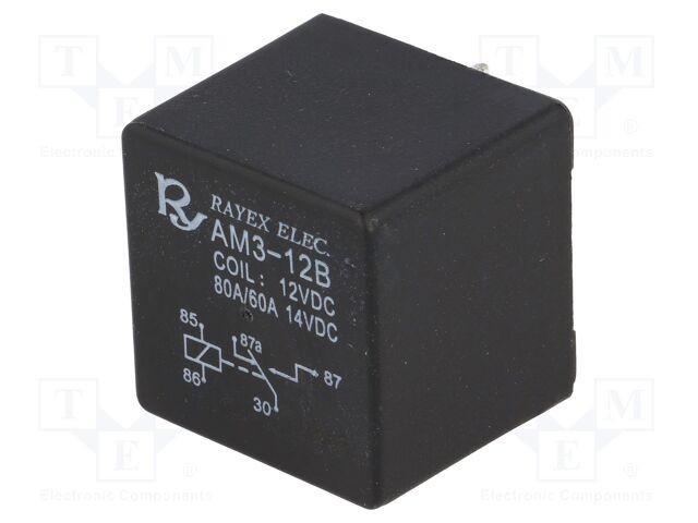 Releu electromagnetic SPDT 12VDC 80A pentru autovehicule - Recoy/RAYEX ELECTRONICS