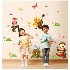 Sticker decorativ, Animalute cu instrumente muzicale 218 cm, 99STK