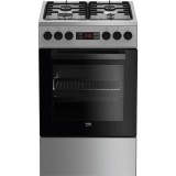 Aragaz mixt Beko FSMT52320DXO, Cuptor electric, Rotisor, Grill, 4 arzatoare