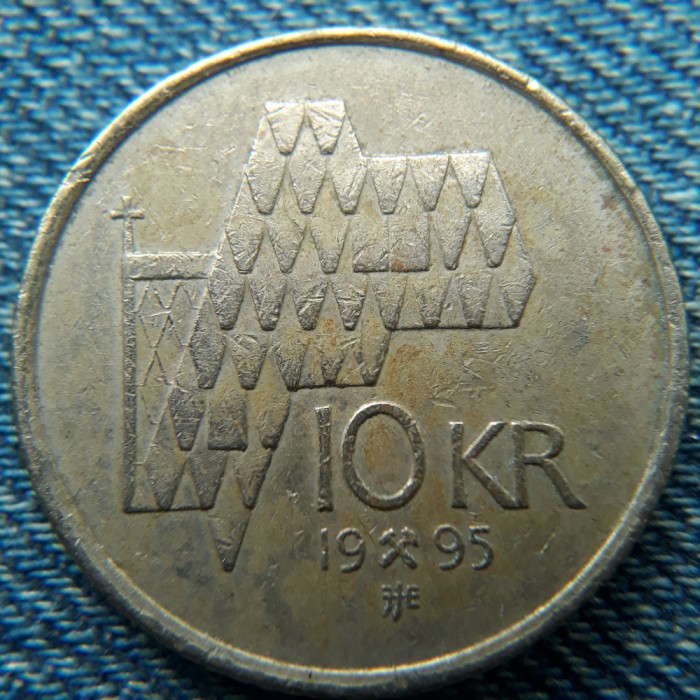 2q - 10 Kroner 1995 Norvegia / primul an de batere