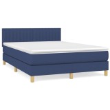 Cumpara ieftin Pat box spring cu saltea, albastru, 140x200 cm, textil